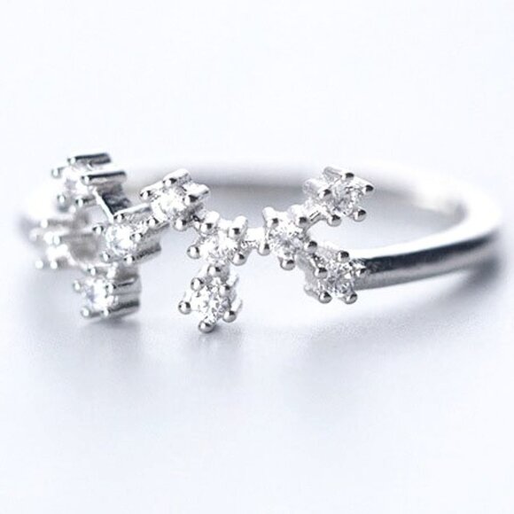 ❤️Zodiac Constellations Sagittarius Silver Size Adjustable Ring For Women F182
